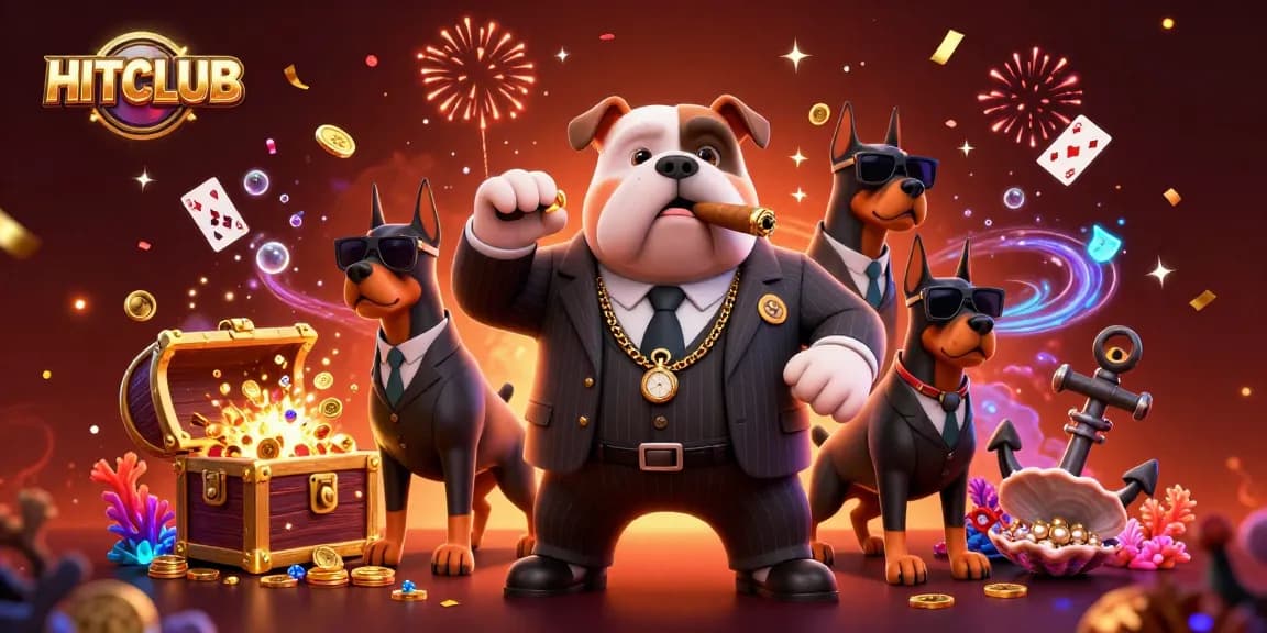 Engage with HITCLUB’s vibrant casino world featuring a mafia boss and treasures.