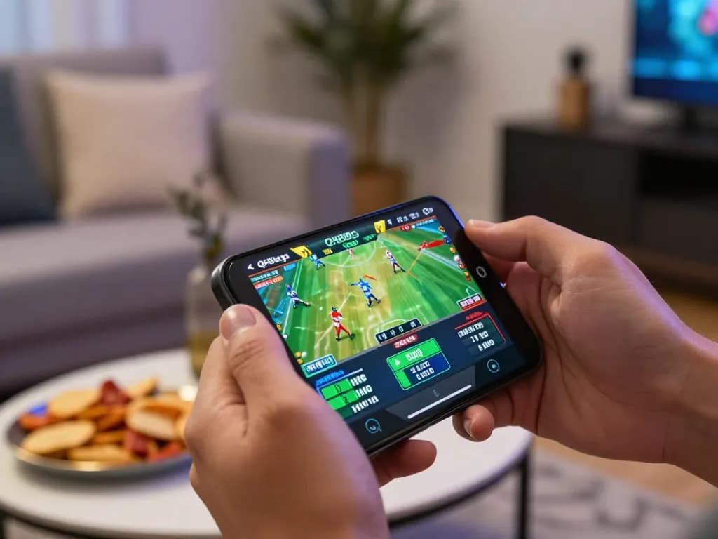 Engaging moment as a player uses the qh88go app for live betting on a smartphone.
