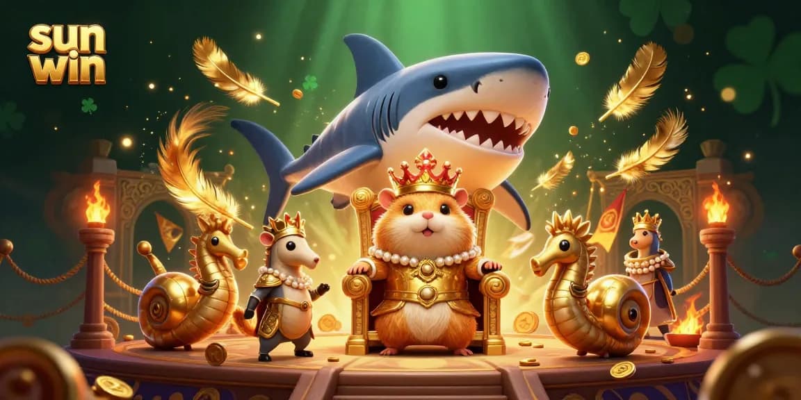 Experience thrilling wins with sun win in this vibrant casino illustration featuring dynamic characters.