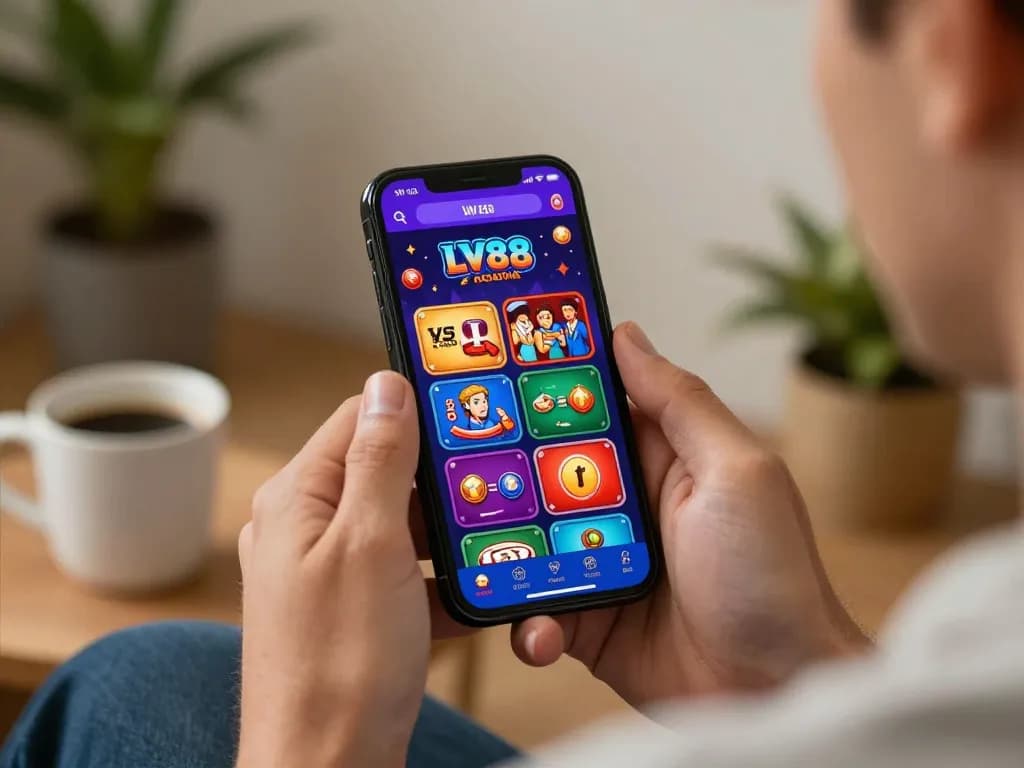 Engaging gameplay on the LV88 app depicting a modern casino experience at home.