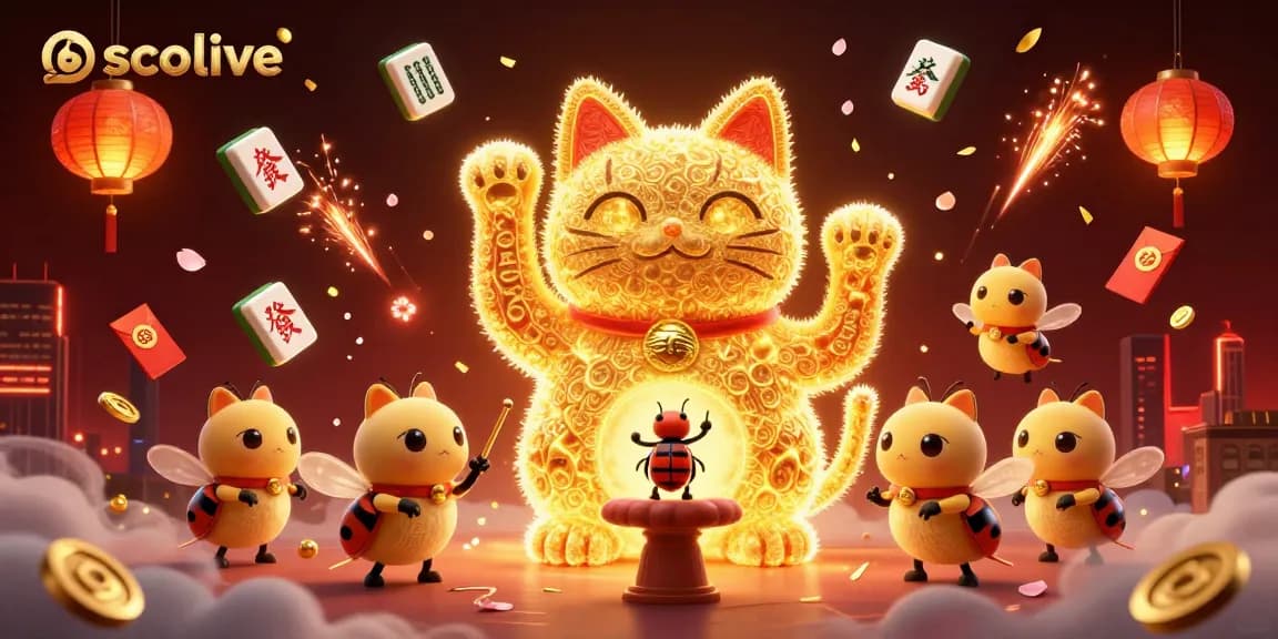 Experience the thrill of socolive with vivid casino elements and a dynamic lucky cat scene.