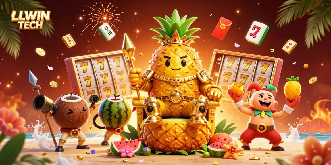 Experience thrilling gameplay at LLWIN TECH with a vibrant casino 3D scene featuring dynamic characters and games.