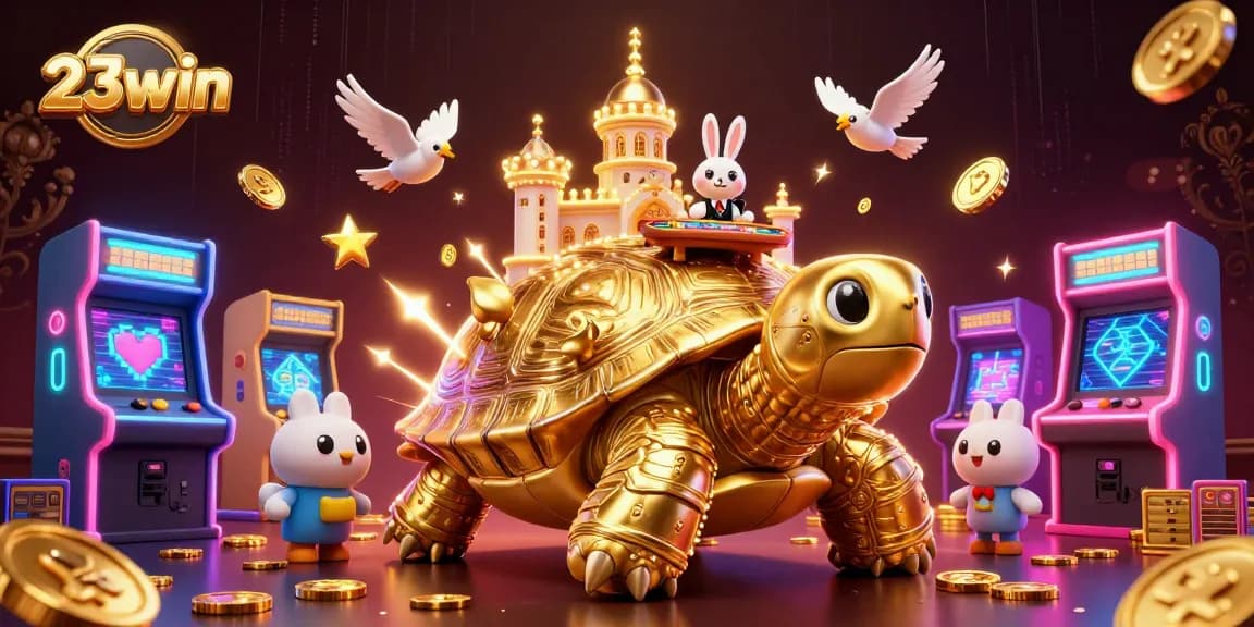 Engage with the excitement of 23win's vibrant casino games featuring a dynamic 3D scene.