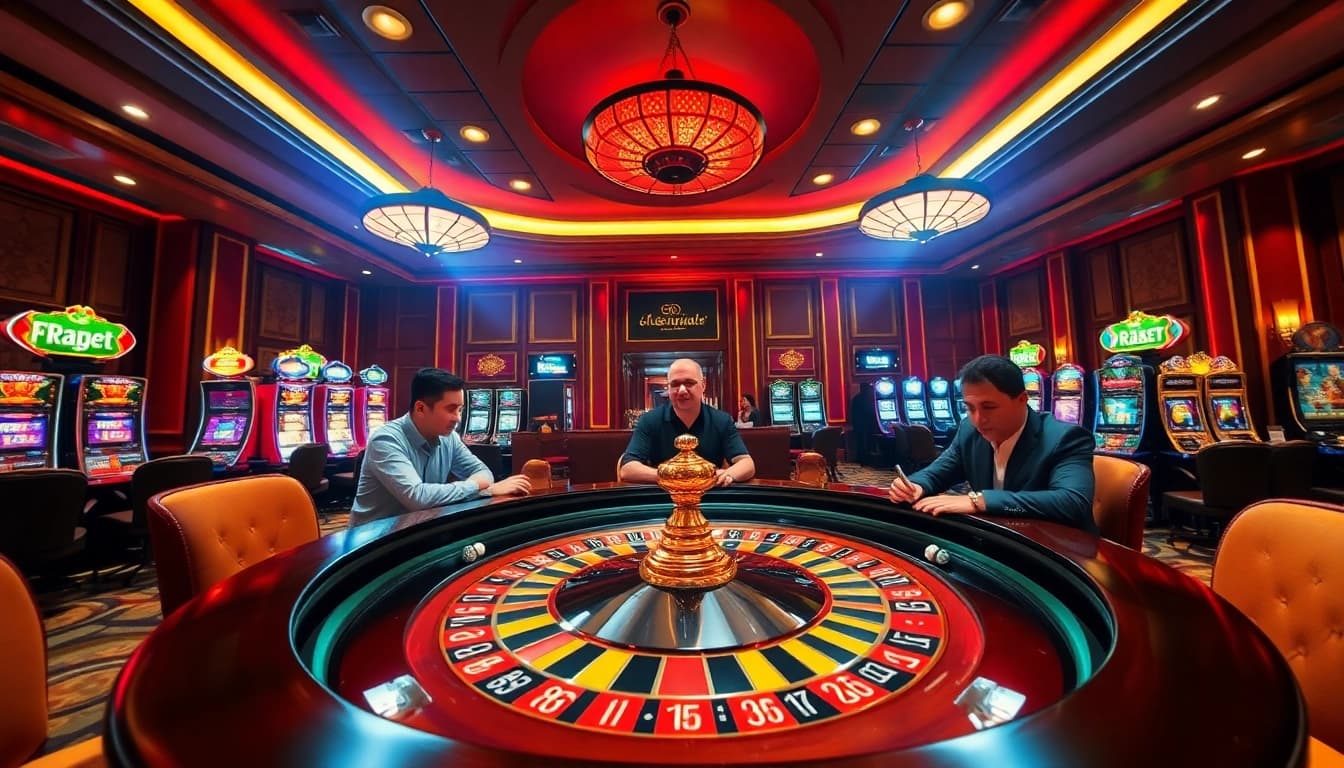 Experience thrilling gameplay at https://rr88.black/ with vibrant roulette and engaging players in a luxurious casino.