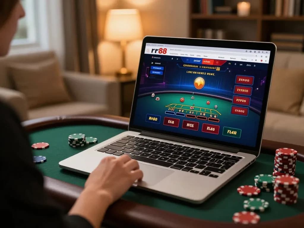 Player placing a bet on rr88 live casino blackjack game interface, showcasing immersive online gambling experience.
