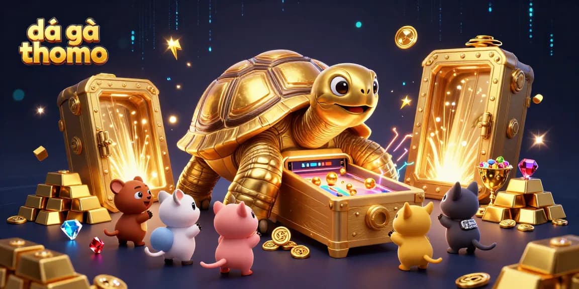 Engage in the thrilling world of đá gà thomo with colorful, animated characters and gold treasures bursting with excitement.
