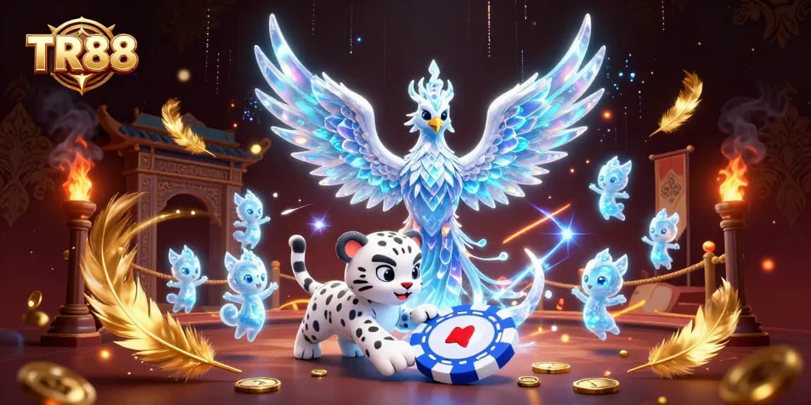 Experience the thrill at TR88 with a captivating display of casino-themed characters and elements.