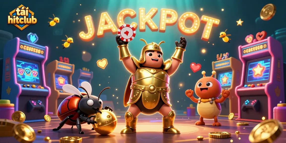Win big by playing at Hitclub, featuring 3D characters in a vibrant casino scene.