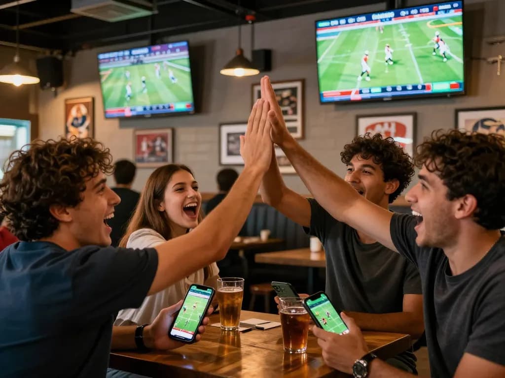 Bet on footballl games while celebrating wins with friends at a lively sports bar