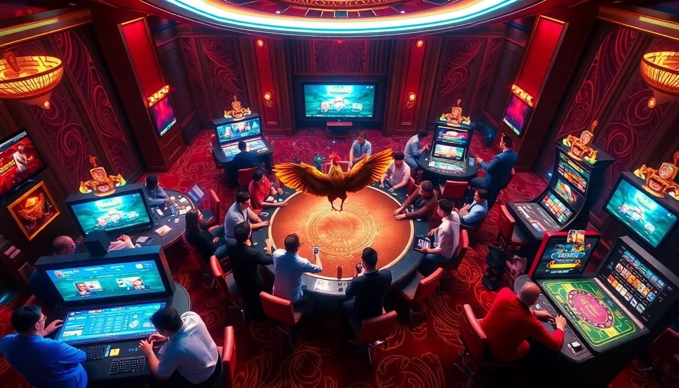 Experience the thrilling action of cockfighting and casino games at dagawin.live in a luxurious setting.