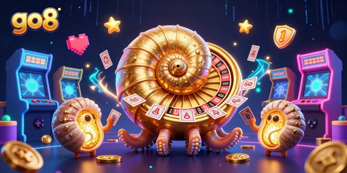 Engage in thrilling go8 gaming with a vibrant casino scene featuring a giant nautilus roulette.