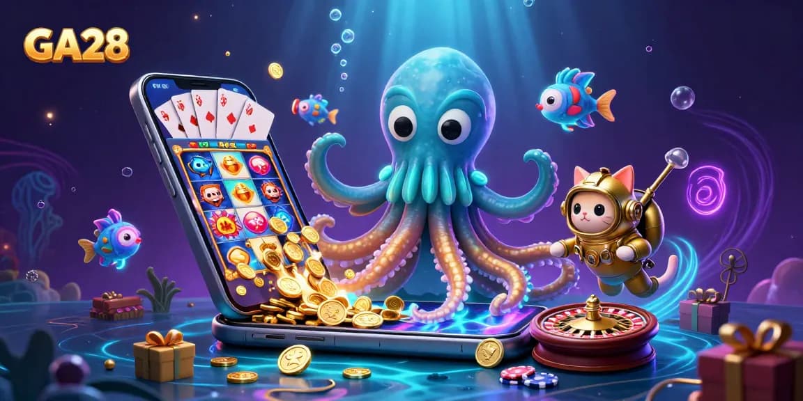 Engage with GA28's thrilling casino adventure filled with vibrant characters and slot game elements.