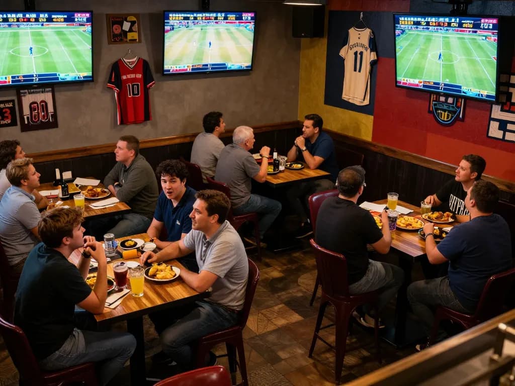 Bsport bettors placing strategic wagers while engaging with live game odds in a lively sports bar atmosphere
