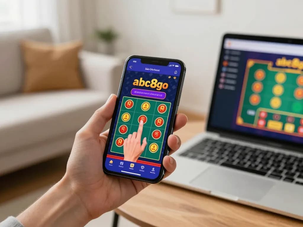 Engaging in betting on the abc8go app showcasing live dealer games with a smartphone.