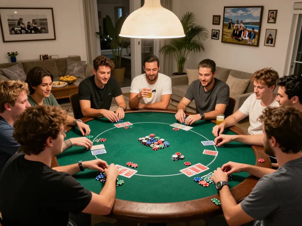 Players enjoying an exciting game đổi thưởng during a friendly home poker night.