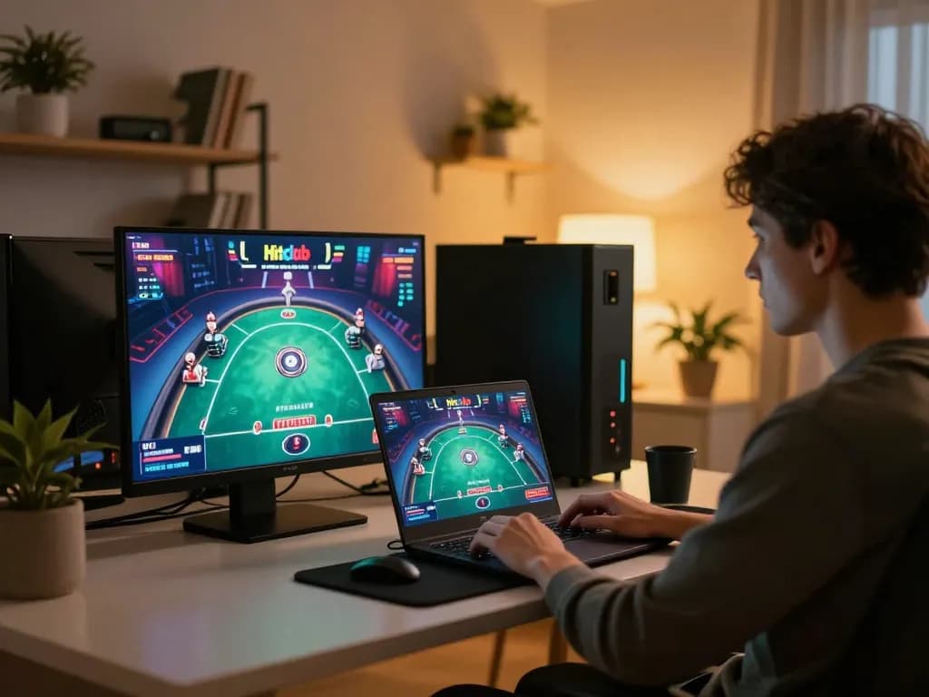 Hitclub online gambling experience with a player engaged in vibrant poker game from home.