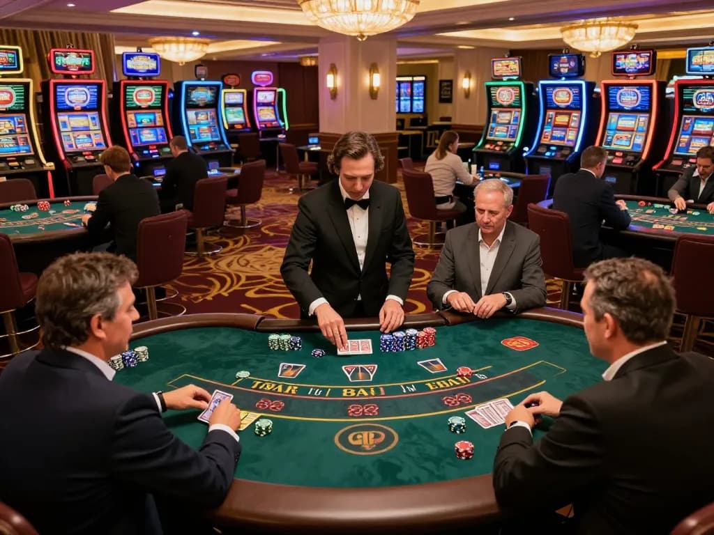 Experience the lively energy of fly888x at upscale blackjack tables with engaged players and dynamic gameplay.