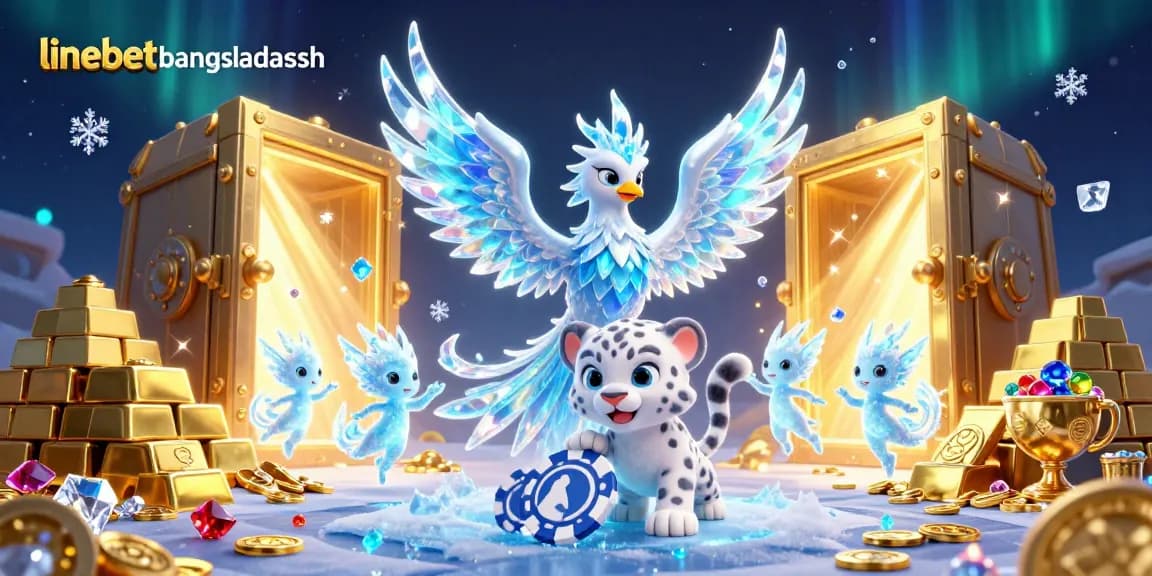 Engage in thrilling betting action with linebetbangladesh in a magical casino world featuring vibrant characters and treasure.