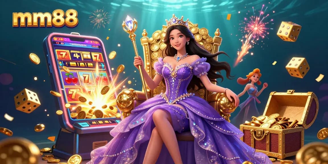 Experience the mm88 jackpot magic with vibrant casino games exploding in a dazzling scene.