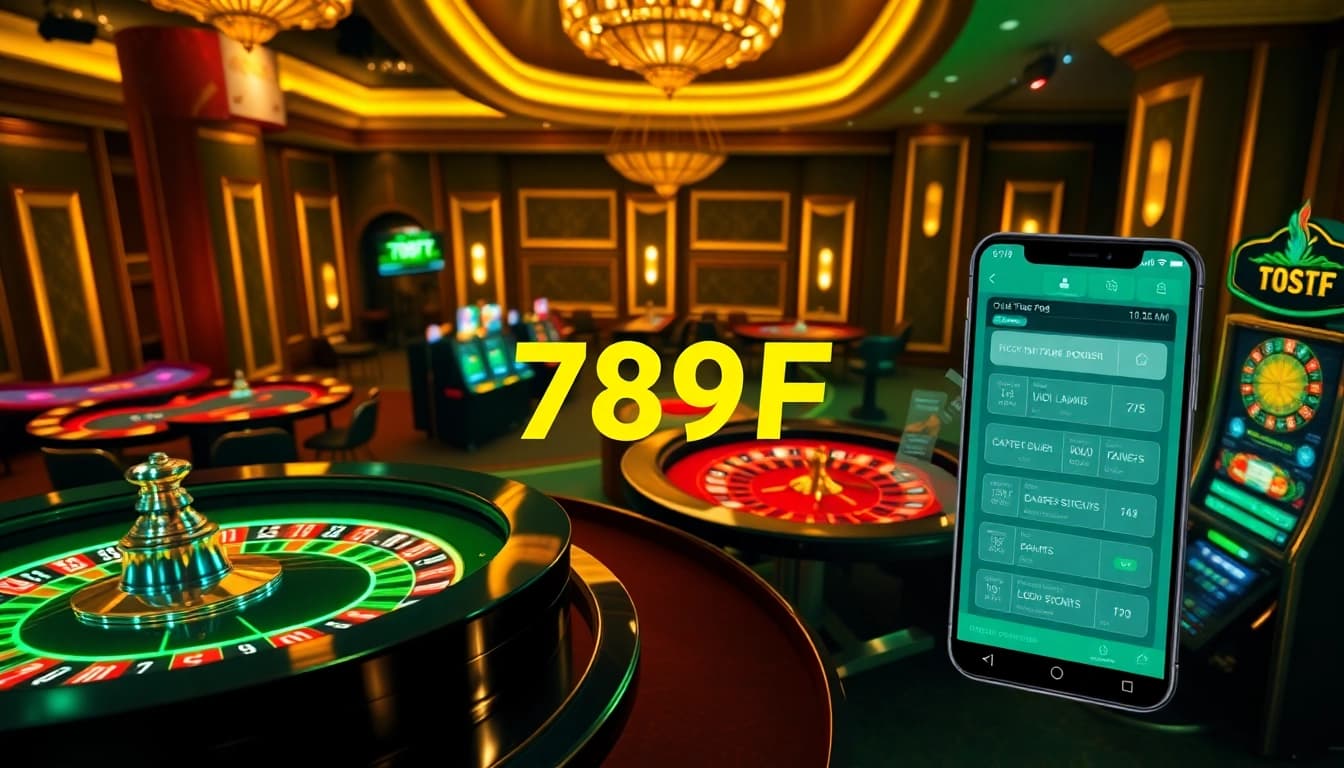 Engage with 789F's online casino experience featuring vibrant slot machines and poker tables.