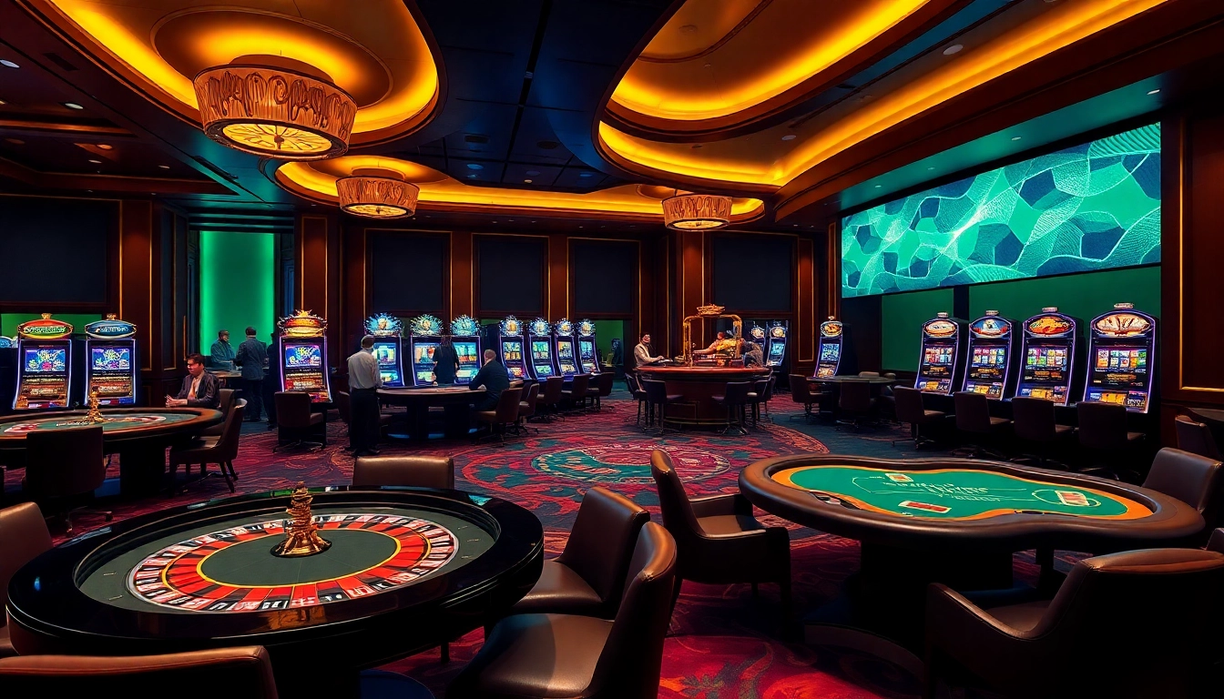 SODO Casino showcases an upscale gambling experience with vibrant gaming tables and luxurious design.