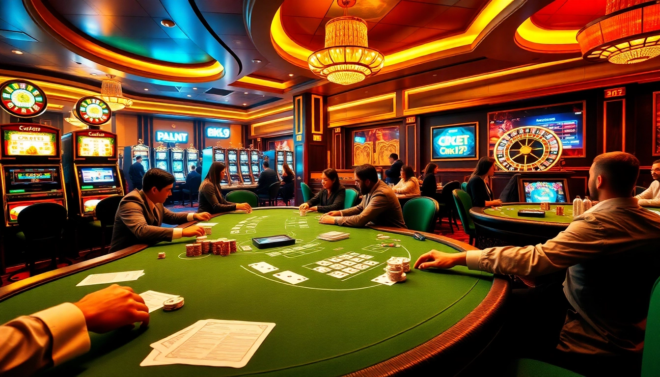 Experience the thrill of high-stakes gaming at ok9, featuring elegant poker tables and dynamic slot machines.