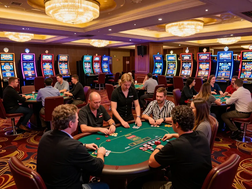 Players engaged in strategic poker games at go8 casino, showcasing lively atmosphere.