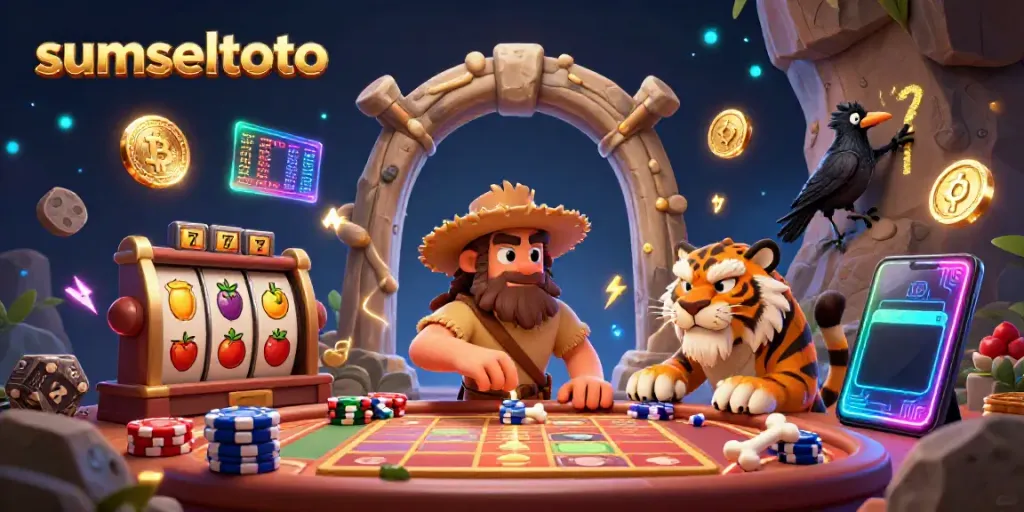 Experience the thrilling world of sumseltoto's prehistoric casino with vibrant game elements and a fun ambiance.