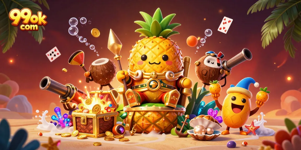 Engage with the vibrant scene of 99ok com, showcasing dynamic characters in an exciting casino atmosphere.