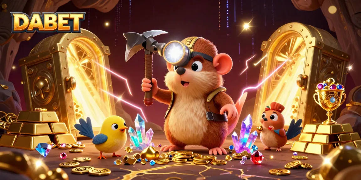 DABET is a thrilling online gaming hub showcasing rich treasures and vibrant casino elements in an engaging scene.