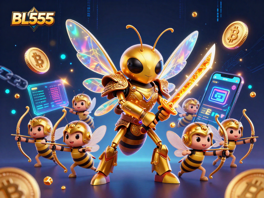 Experience thrilling gameplay at BL555 with a golden hornet and archers amidst crypto excitement.