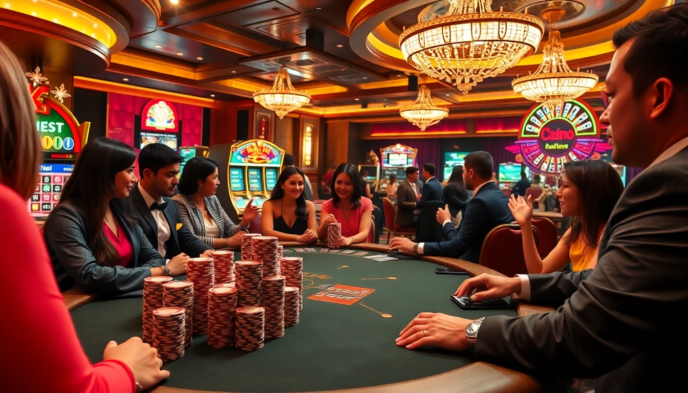 A vibrant casino atmosphere featuring poker gameplay, inviting players to bet at debet so tables.