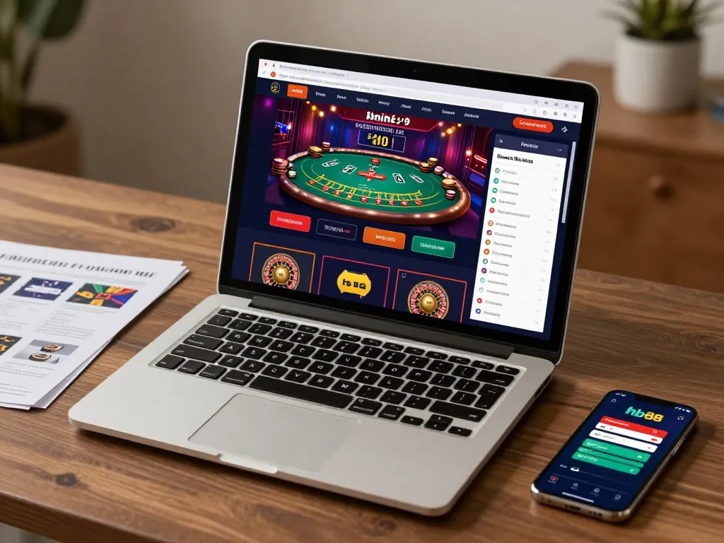 Engaging online gaming at hb88 with cohesive and user-friendly interface on laptop showing live dealer games.