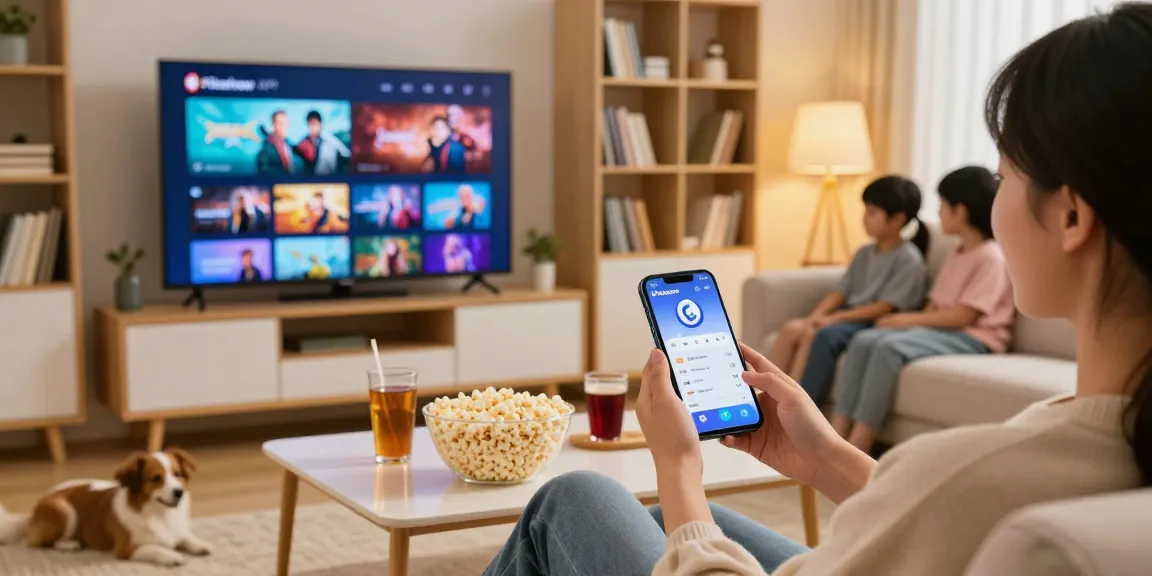 Enjoying Pikashow APK download on a comfy couch with friends and snacks.