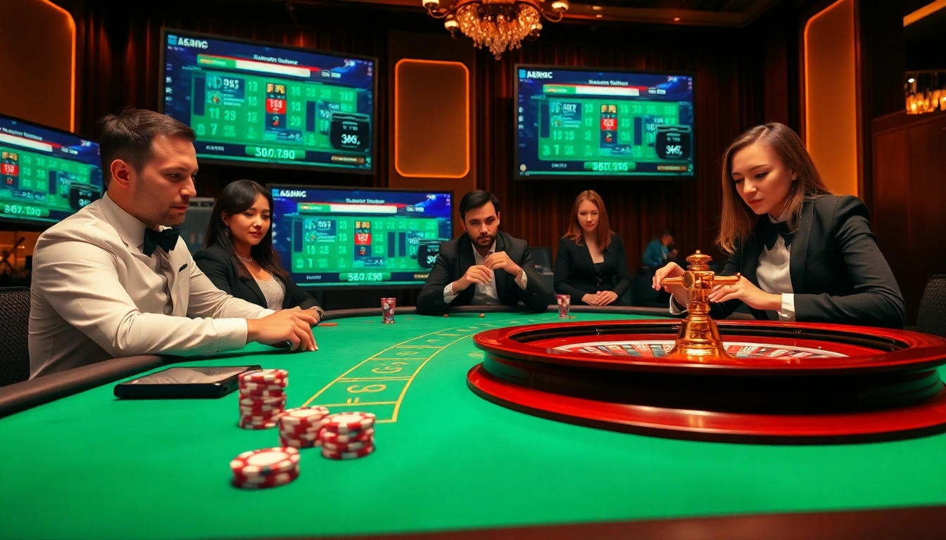 S666 players enjoying a thrilling poker game with colorful chips and a luxurious casino atmosphere.