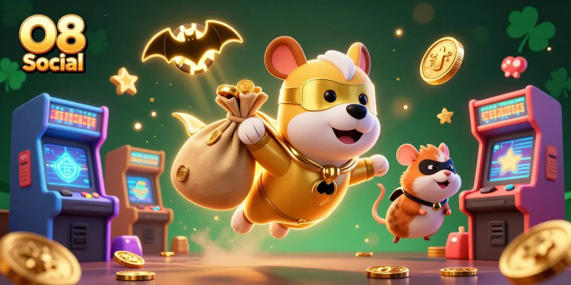 Engage with O8 Social's thrilling gaming adventure featuring superhero dog and hamster in 3D casino world.