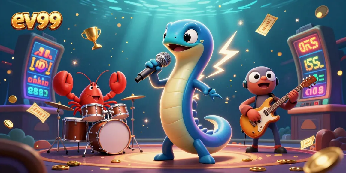 Engage with ev99's vibrant underwater casino as characters perform electrifying acts.