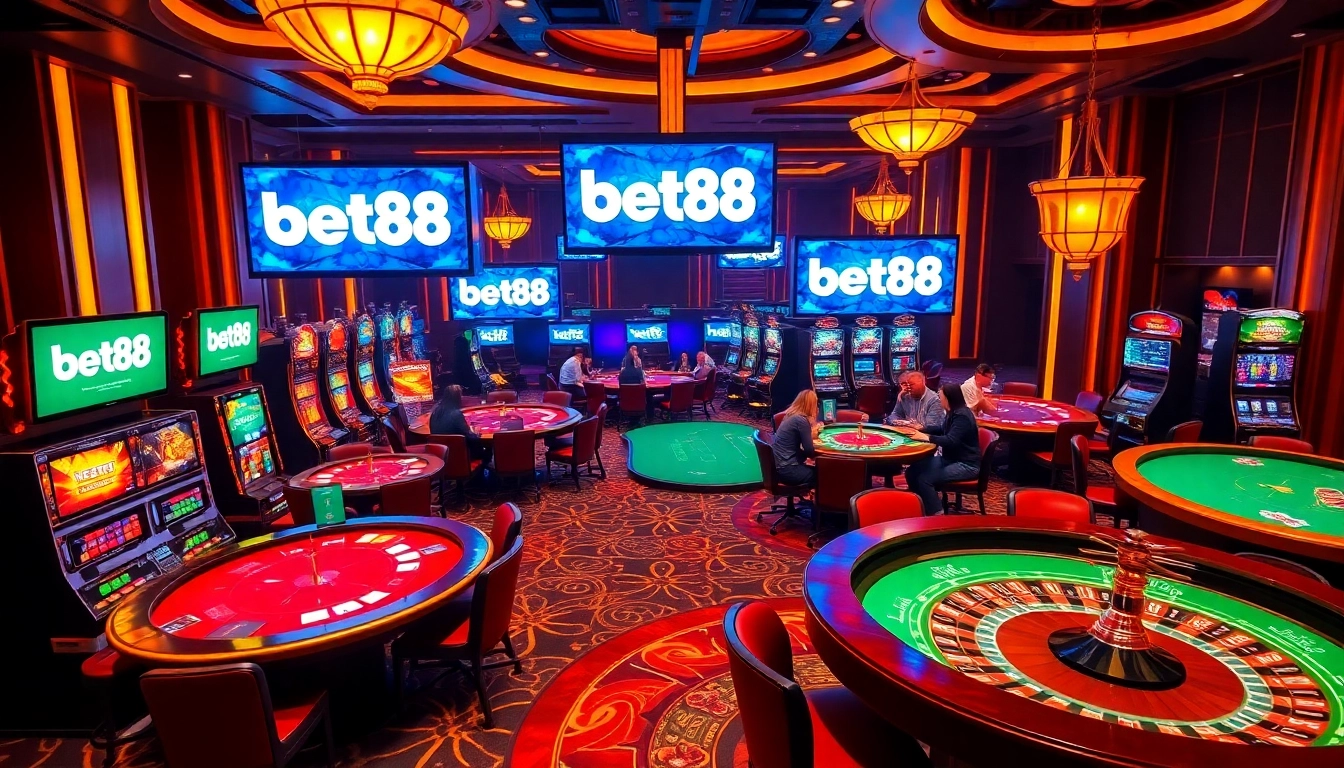 Experience the thrill of gambling at Bet88 with players engaged in exciting casino games.
