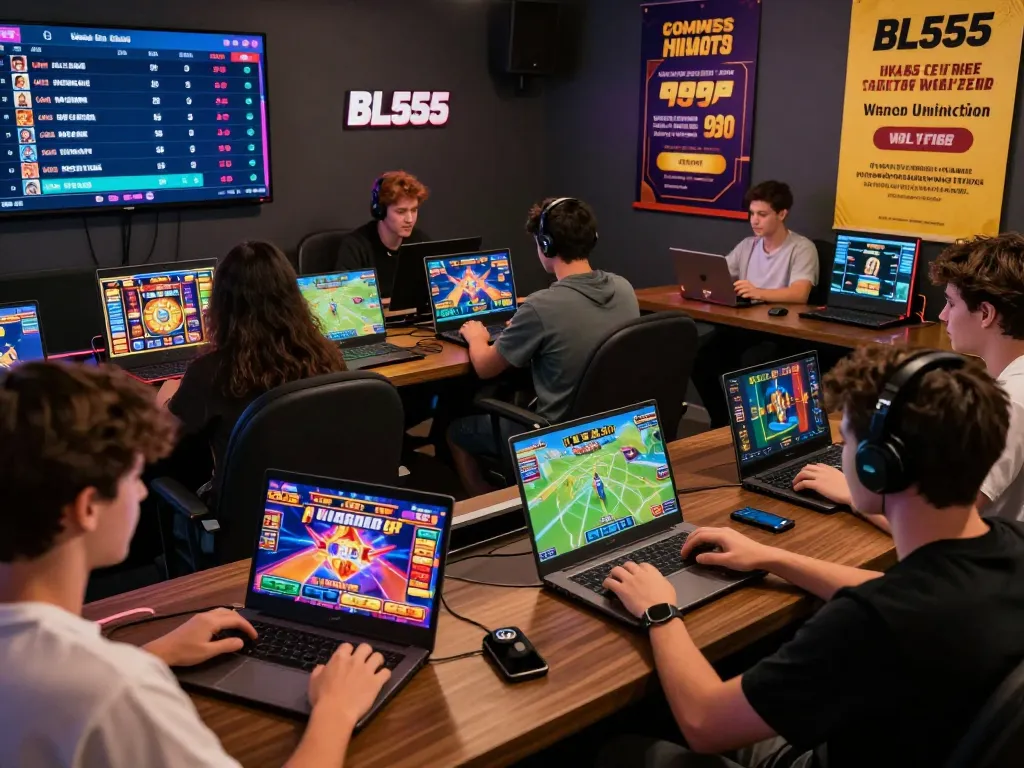 Players engaged in thrilling games on BL555, showcasing the online gaming excitement in a vibrant virtual environment.