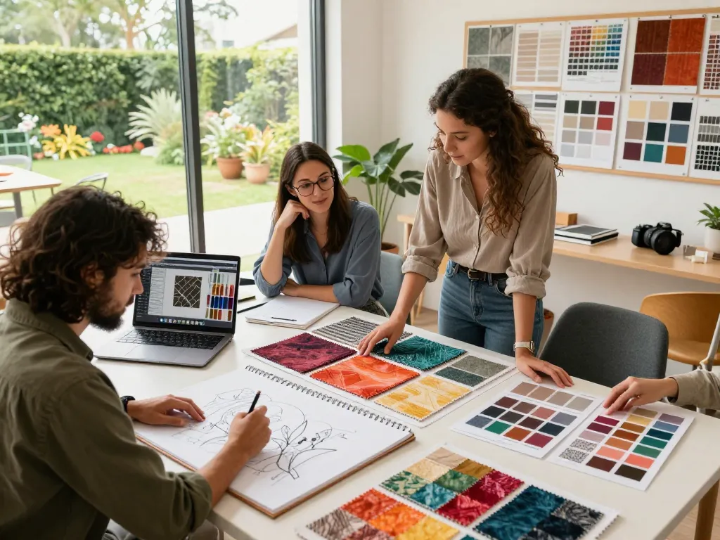 Innovative sunwin textile design studio showcasing collaboration in home décor.