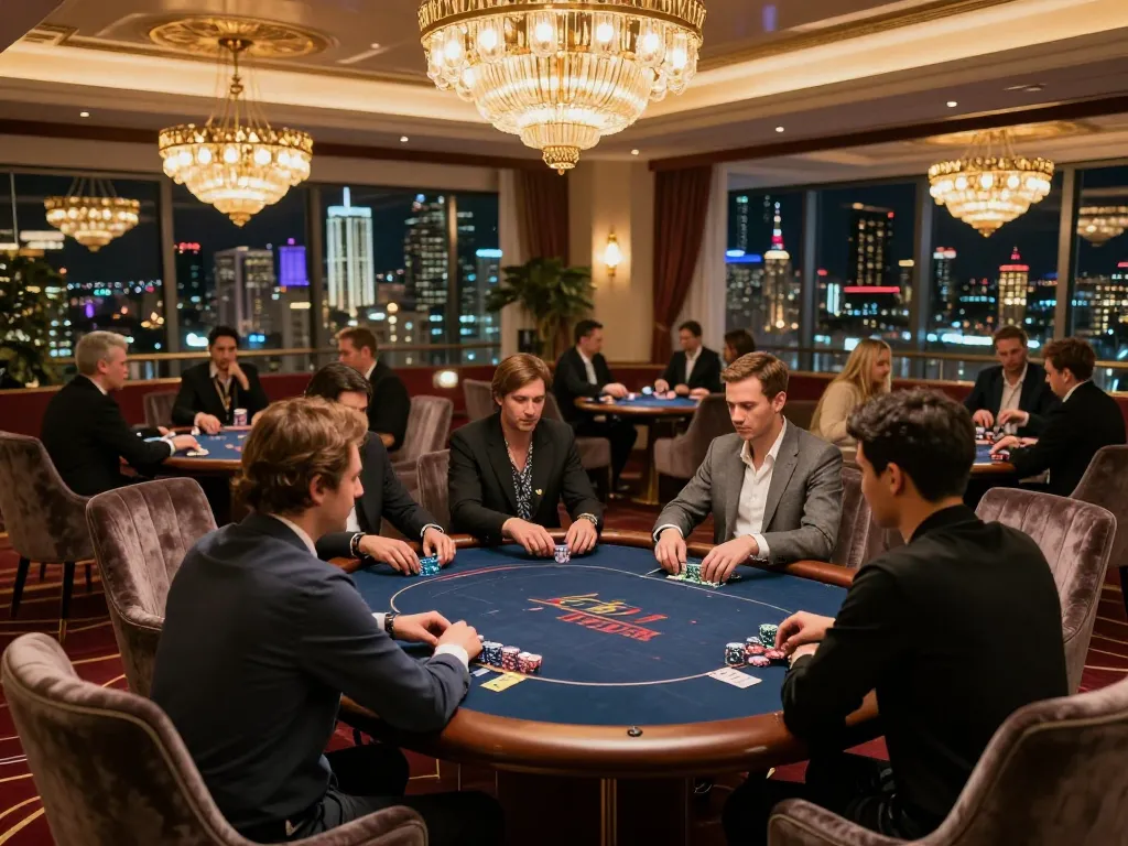 Intense poker gameplay scene at a luxurious TT88 high-roller table showcasing strategy and ambiance.