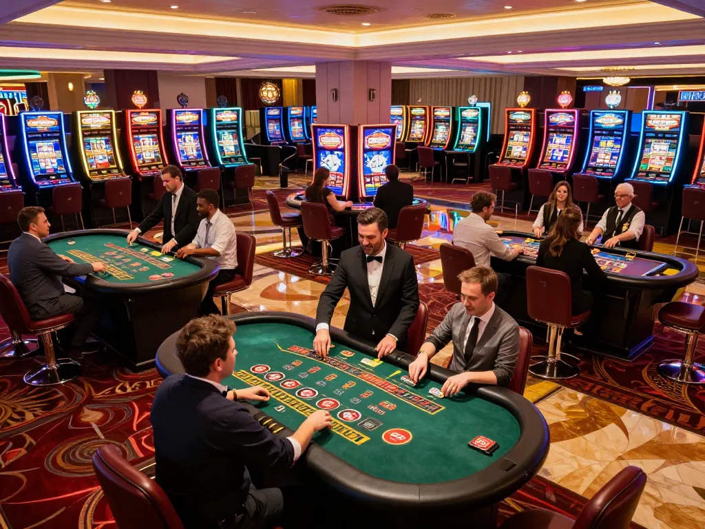 Players enjoying an exhilarating casino experience at UG88, featuring vibrant gaming tables and lively atmosphere