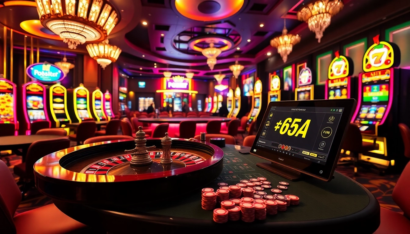 Exciting gaming at 65A casino with roulette, slots, and vibrant action.