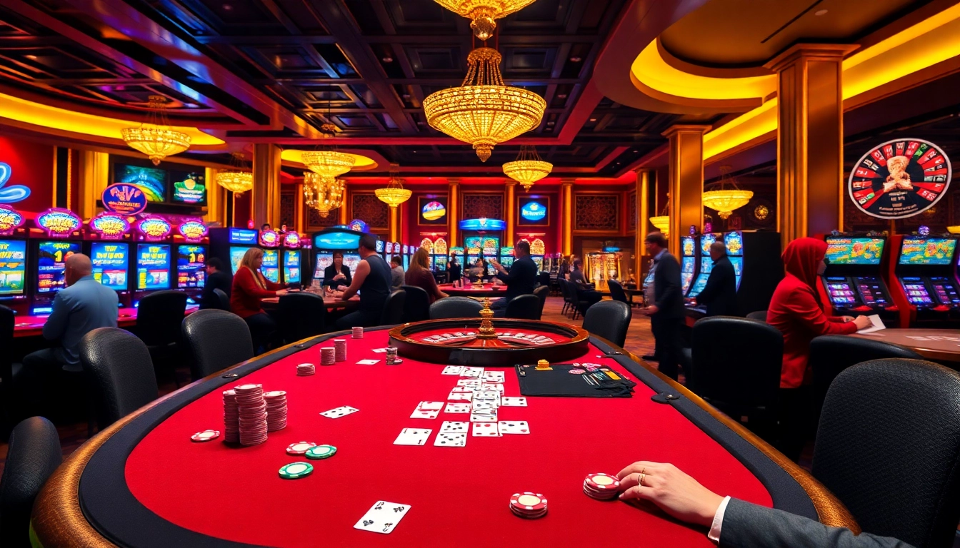 A poker game at https://thabethome.com/ showcasing vibrant chips and intense players.