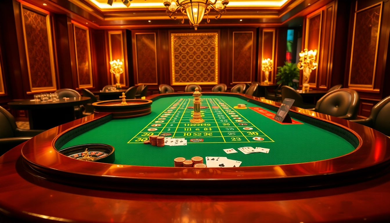 Players engaging with GG 88 casino table games featuring vibrant roulette wheels and poker chips.