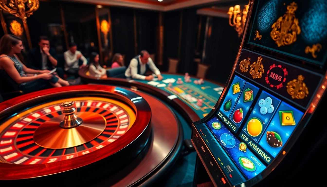 Engaged players strategically betting at a thrilling casino game scene, showcasing hm88 excitement.