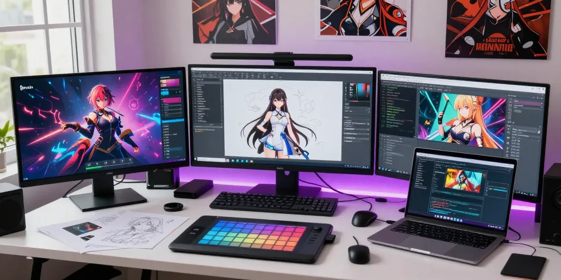 Creating immersive hentai games html with digital art tools in a vibrant studio