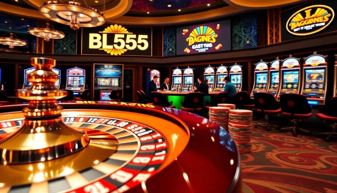 Experience the elegance of casino gaming with BL555's vibrant poker chips and roulette wheel.