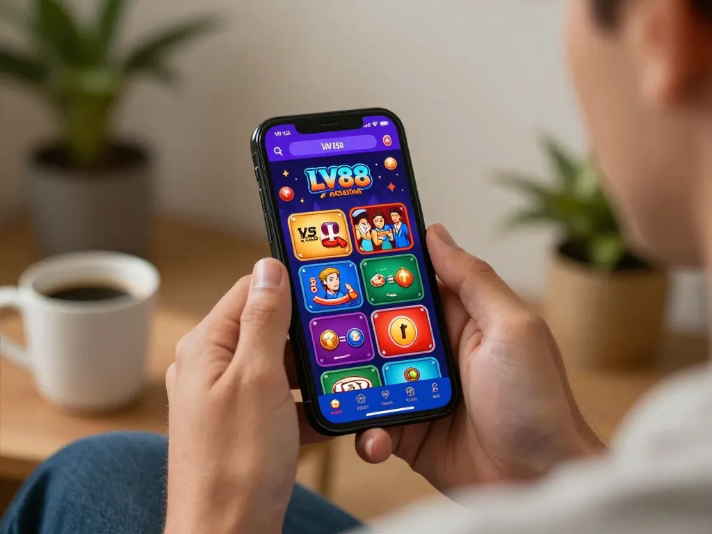 Engaging gameplay on the LV88 app depicting a modern casino experience at home.