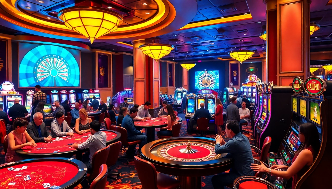 Experience thrilling games at https://888neww8.com/ with gamblers enjoying poker and roulette in a luxurious casino.